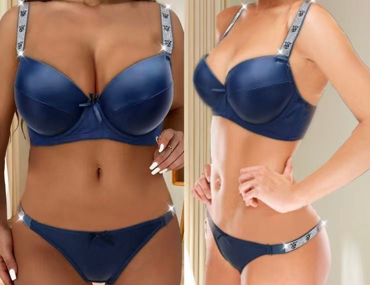 Intimate Victoria Secret Leather Lingerie Set with Shimmery Straps