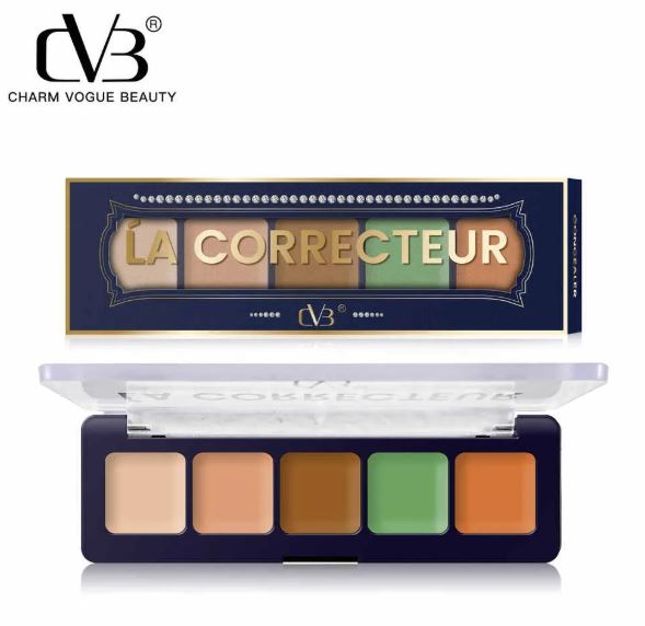 Class Shop New 2 pcs Makeup Deal (CVB Color-Correcting Concealer Palette 5-In-1 For Shades For Dark Circles, Redness, Brighten Skin Full Face Coverage Make Up Kit + 1 pcs Concealer Brush )