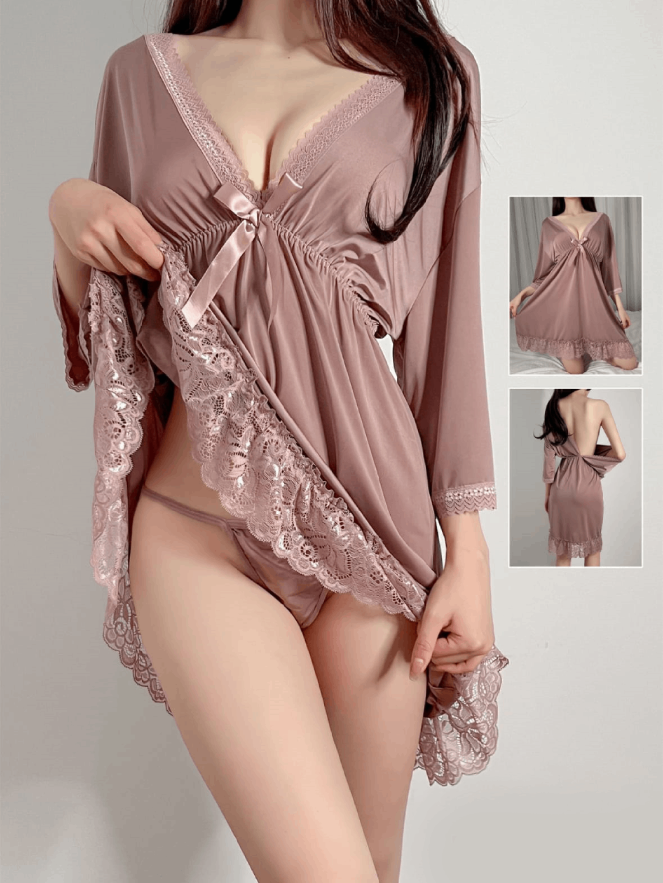 Graceful Satin Lace Nighty
