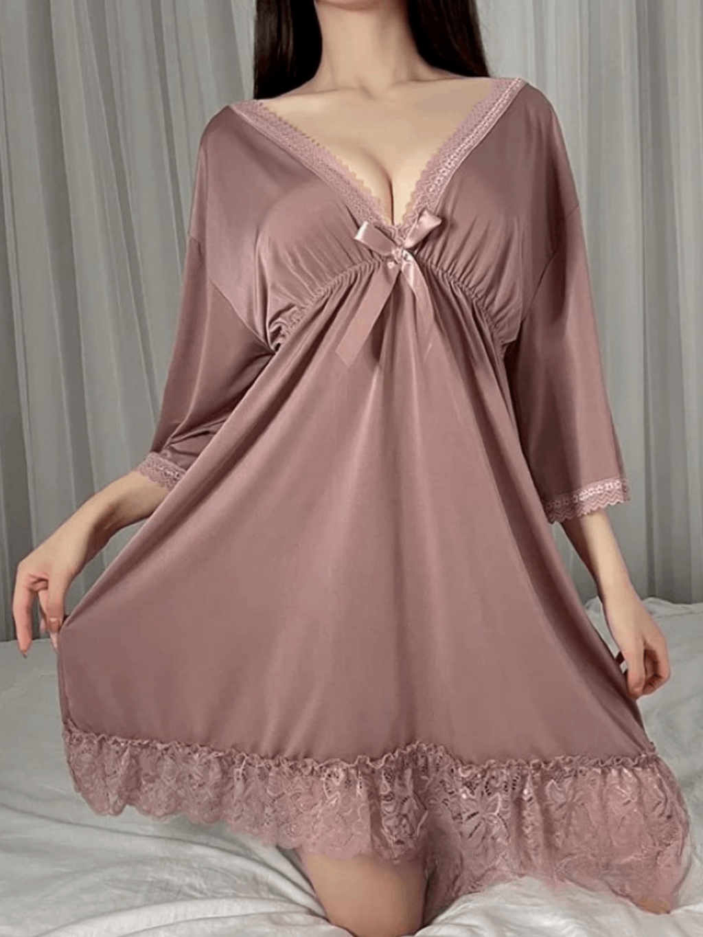 Graceful Satin Lace Nighty