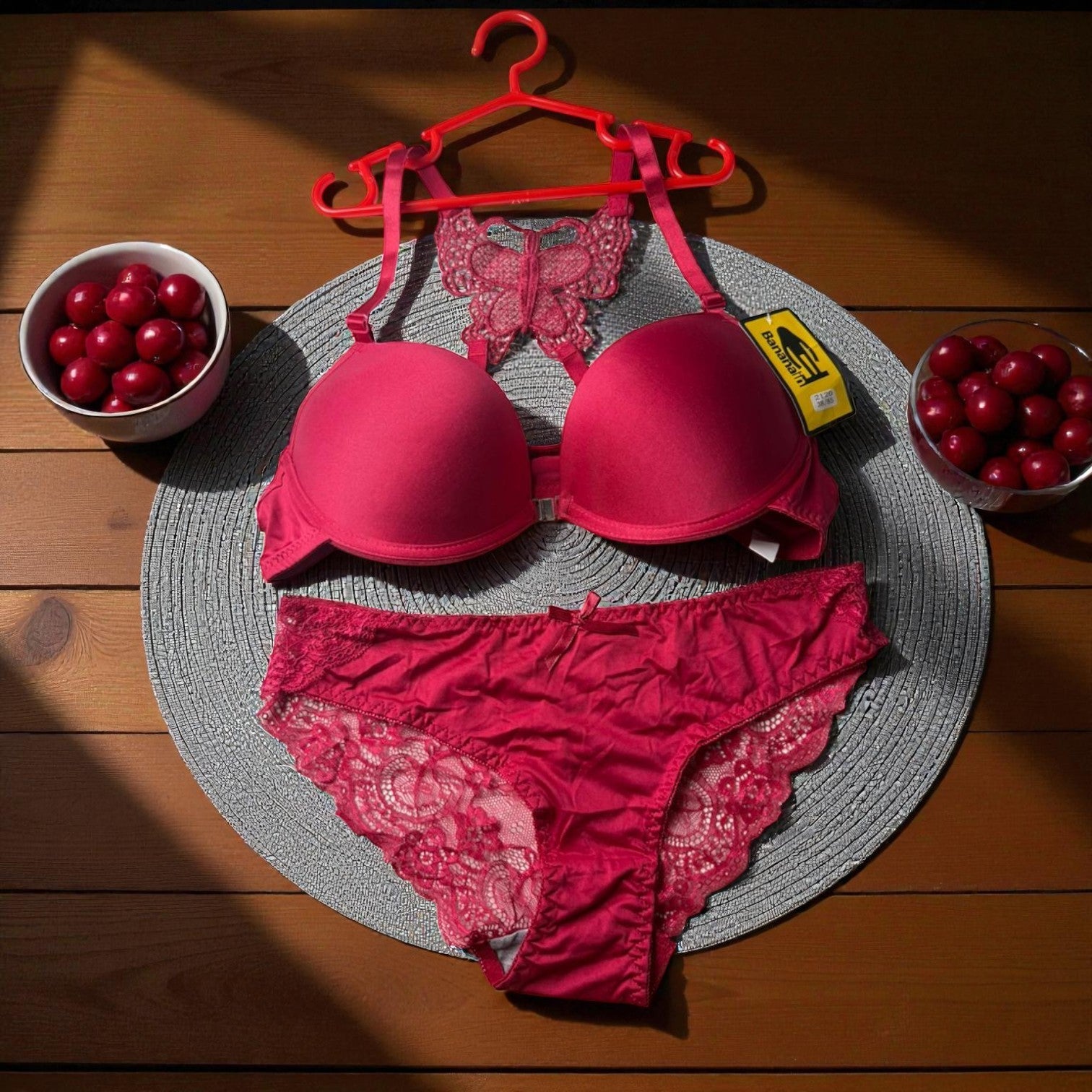 Butterfly Lace Padded Bra Panty Set