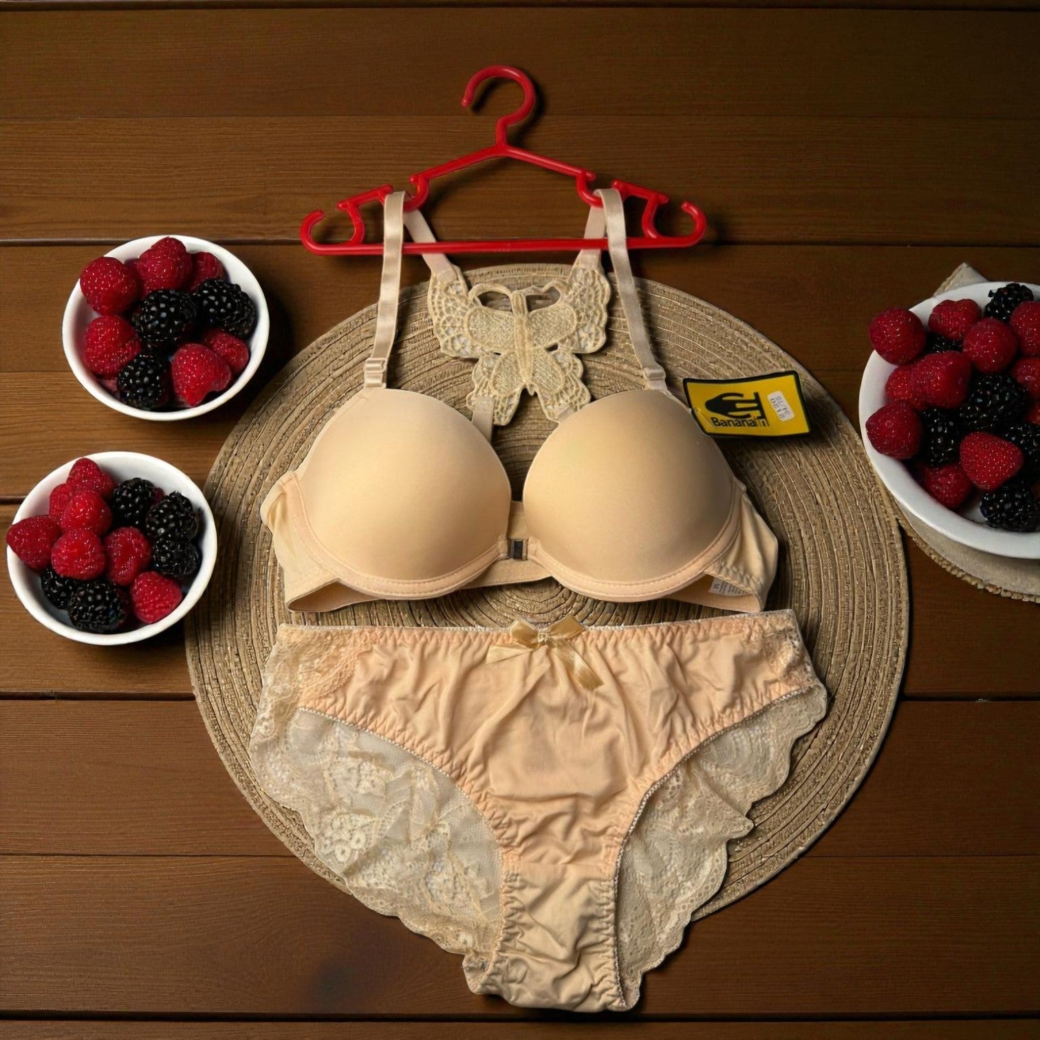 Butterfly Lace Padded Bra Panty Set