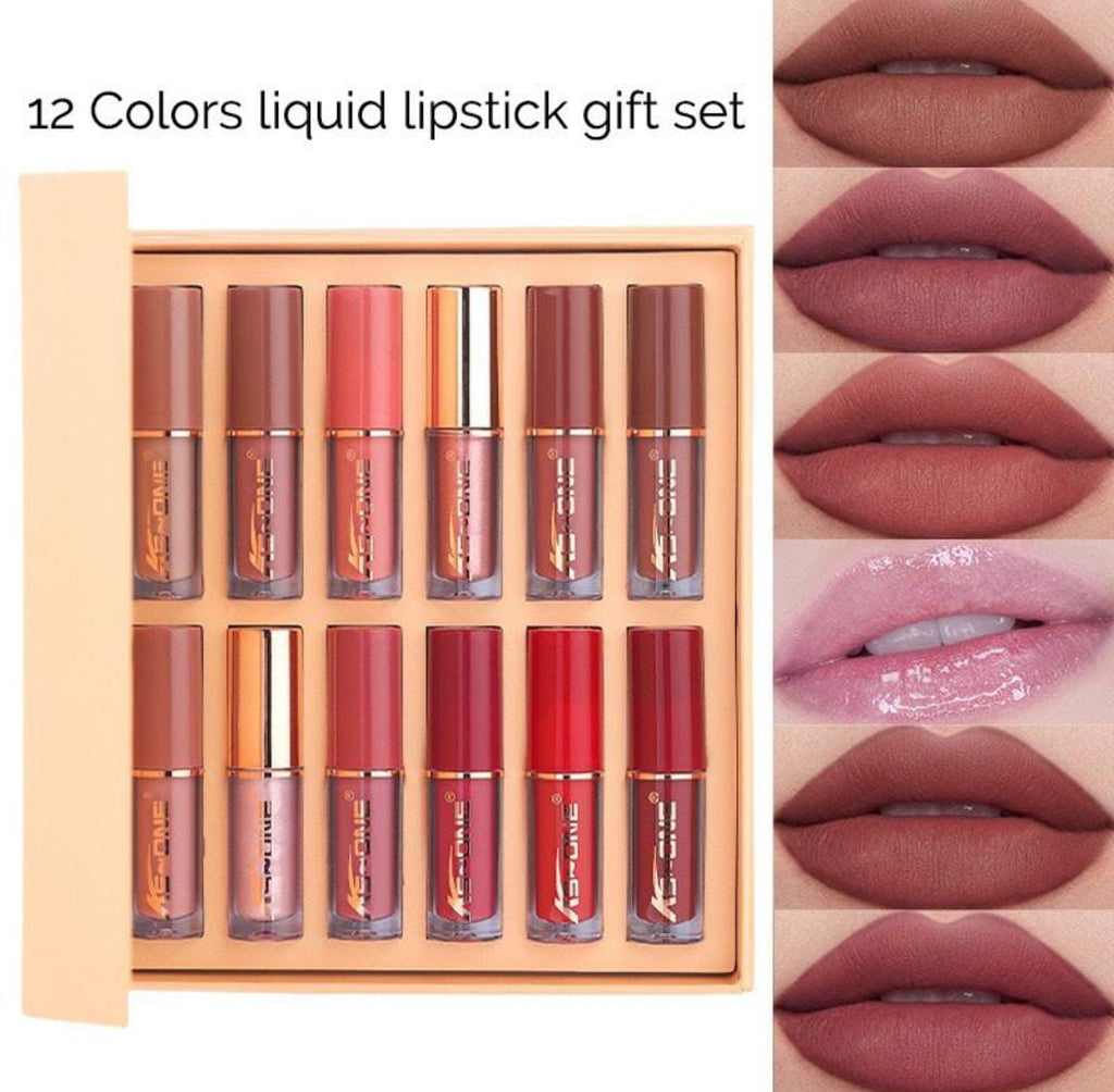 2 In 1 Nude Deal 12 Pcs Matte Lipgloss Set + Nude Palette 18 Colors     FREE DELIVERY