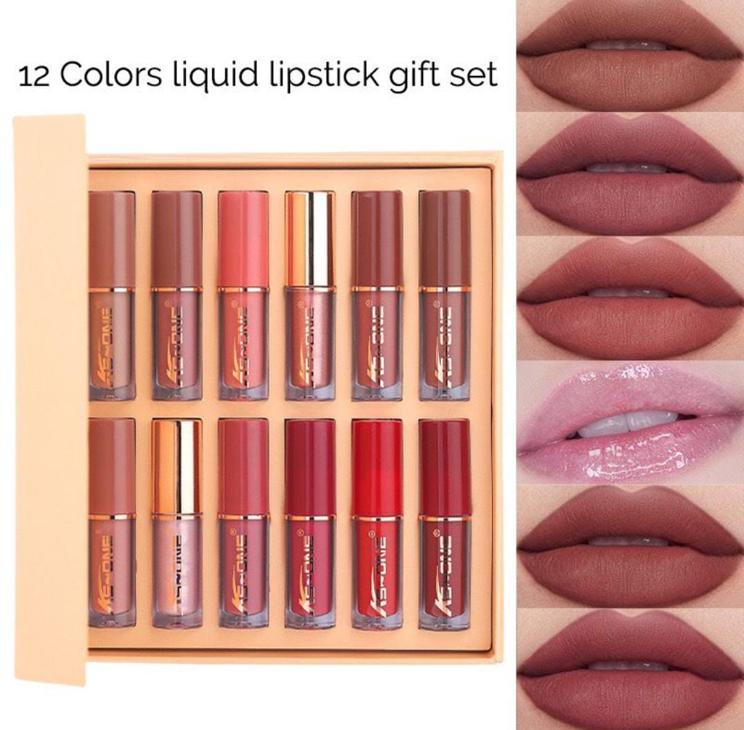 2 In 1 Nude Deal 12 Pcs Matte Lipgloss Set + Nude Palette 18 Colors     FREE DELIVERY