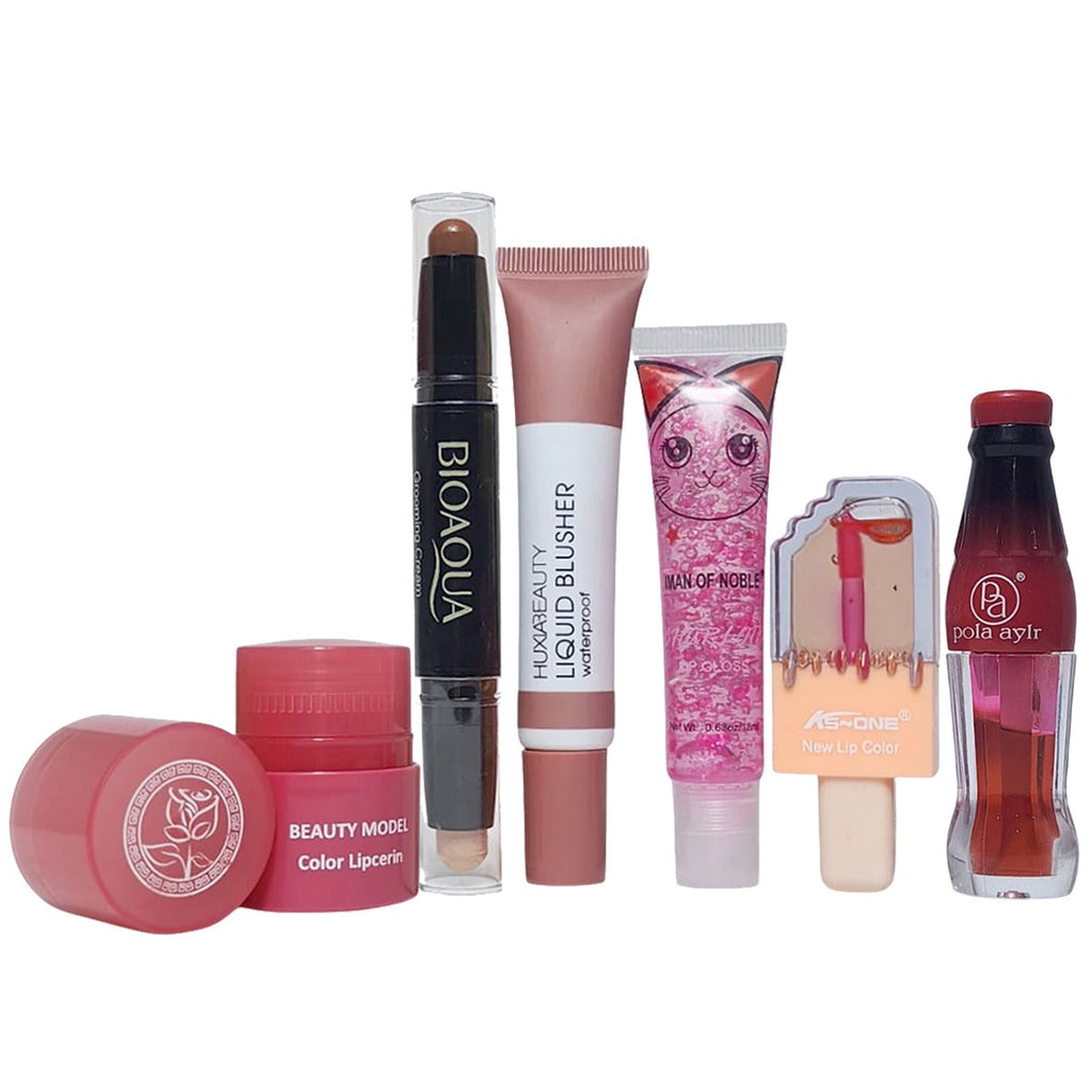 Class Shop 6 in 1  Deals Keychain Style lip gloss & Water Light lip gloss & Stick Concealer & Liquid Blusher & Pop lip gloss