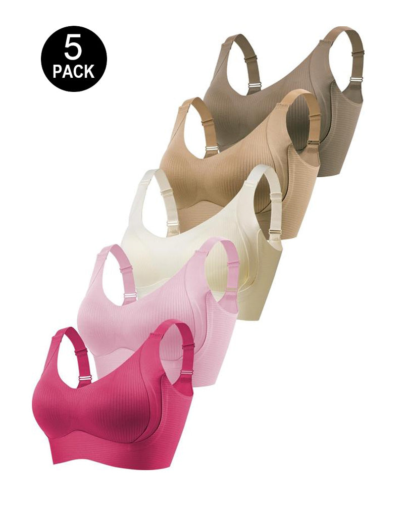 Solid Color Four Rows Adjustable Wireless Women's Bra